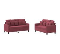 QJBSAVVA Set di 2 divani con cuscino, in tessuto rosso vino, moderno set da 138 cm e 158 cm, divano a 2 posti, robusto divano imbottito per soggiorno, camera degli ospiti e zona lounge