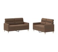 QJBSAVVA Set di 2 divani con cuscino marrone, set da 2 divani per soggiorno, divano imbottito in tessuto con struttura in metallo, 138 cm e 158 cm, divano a due posti per relax e lettura