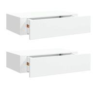 QJBSAVVA Set di 2 mensole da parete con cassetti, bianco, 40 × 23,5 × 10 cm, MDF/metallo galleggiante, chiavi, libri, corridoio, soggiorno, camera da letto