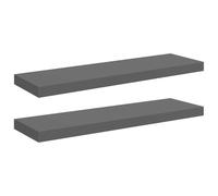 QJBSAVVA Set di 2 mensole sospese, 80 x 23,5 x 3,8 cm, grigio lucido, MDF e metallo, montaggio invisibile, portata 10 kg, design moderno, libreria stretta e decorativa per soggiorno, corridoio