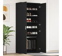 QJBSAVVA Set di 2 Scarpiera Portascarpe Salvaspazio con Ante, Nero Opaco, Legno Ingegnerizzato 180 cm, Mobile per Scarpe con Ripiani Regolabili per Camera da Letto e Cabina Armadio