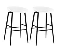 QJBSAVVA Set di 2 sgabelli da bar bianchi moderni con schienale e gambe in metallo, ergonomici da cucina per bar, cucina e bistrot, altezza della seduta 74,5 cm, portata fino a 110 kg