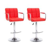 QJBSAVVA Set di 2 sgabelli da bar con braccioli in similpelle rossa, regolabili in altezza, con molla a gas e poggiapiedi, moderna sedia da bar per cucina, bar, bistrò, caffè, portata fino a 110 kg