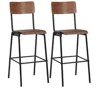 QJBSAVVA Set di 2 sgabelli da bar marroni in compensato e acciaio, sedie da bar impilabili per cucina e sala da pranzo, sgabello moderno con altezza della seduta di 76 cm, design robusto, portata fino