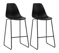 QJBSAVVA Set di 2 sgabelli da bar neri moderni con schienale, sedie da bar ergonomiche in plastica e metallo, altezza della seduta 75 cm, per isola della cucina, bancone e bistrot