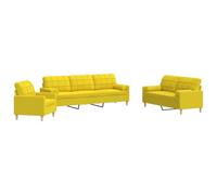 QJBSAVVA Set di 3 divani con poltrona, divano a 2 posti e 3 posti, divano imbottito con 4 cuscini decorativi, divano in tessuto di poliestere dal design moderno per soggiorno, giallo chiaro