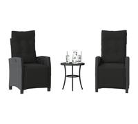 QJBSAVVA Set di 3 mobili da giardino in rattan sintetico, pieghevole, con cuscino da 6 cm, 57 x 66 x 93 cm, resistente ai raggi UV, per giardino, terrazza, piccolo balcone