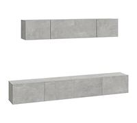 QJBSAVVA Set di 4 mobili per TV, grigio cemento, in legno, 2 x 60 x 30 x 30 cm, 2 x 80 x 30 x 30 cm, moderna credenza bassa, soggiorno, camera da letto