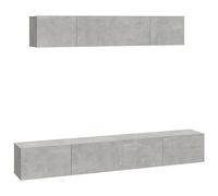 QJBSAVVA Set di 4 mobili per TV, grigio cemento, in legno, 80/100 x 30 x 30 x 30 cm, moderna, con montaggio a parete, per soggiorno, camera da letto, corridoio
