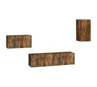 QJBSAVVA Set di 4 mobili per TV in legno affumicato, 60 x 30 x 30 cm e 30,5 x 30 x 60 cm, molto spazio per il montaggio a parete, design moderno per soggiorno, camera da letto, corridoio