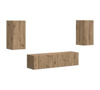 QJBSAVVA Set di 4 mobili per TV in rovere artisano, in legno di quercia moderna, 60 x 31 x 29,5 cm, per soggiorno, home entertainment