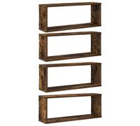 QJBSAVVA Set di 4 scaffali a cubo, 60 x 15 x 23 cm, materiale in legno, design moderno, robusto e durevole, molto spazio per il bagno, scaffale angolare, libreria, sottile, per soggiorno, camera da