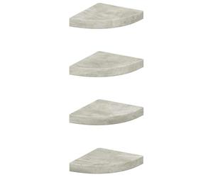 QJBSAVVA Set di 4 scaffali angolari, grigio cemento, 25 x 25 x 3,8 cm, in MDF e metallo, design moderno, portata 5 kg, montaggio invisibile, libreria piccola e mensola da bagno, per soggiorno, ufficio