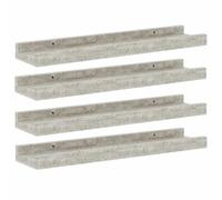 QJBSAVVA Set di 4 scaffali da parete, grigio cemento, 40 x 9 x 3 cm, in robusto MDF, moderna scaffalatura sospesa come libreria sottile o scaffale per CD, salvaspazio per soggiorno, corridoio, cucina