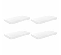 QJBSAVVA Set di 4 scaffali sospese, 50 x 23 x 3,8 cm, colore bianco lucido, MDF e metallo, montaggio invisibile, portata 7 kg, design moderno per soggiorno, ufficio, corridoio e camera da letto