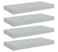 QJBSAVVA Set di 4 scaffali sospese, grigio cemento, 50 x 23 x 3,8 cm, a nido d'ape MDF e metallo, montaggio invisibile, portata 7 kg, piccola libreria e decorazione da parete moderna per soggiorno