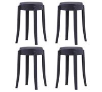 QJBSAVVA Set di 4 sgabelli impilabili neri in plastica robusta, salvaspazio, per giardino, balcone, terrazza e interni, portata fino a 110 kg, 43 x 43 x 45 cm