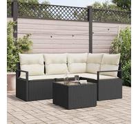 QJBSAVVA Set di 5 lounge in rattan nero modulabile, 219 × 87 × 55 cm, balcone terrazza
