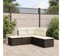 QJBSAVVA Set di 5 mobili da giardino in polyrattan, con spazio di archiviazione, 172 x 172 cm, divano ad angolo, marrone, design moderno, per esterni, terrazza, balcone, giardino