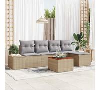 QJBSAVVA Set di 6 mobili da giardino in polyrattan, beige, grigio chiaro, 55 x 55 x 37 cm, modulare, per balcone, giardino, terrazza, piccole superfici, design moderno e durevolezza