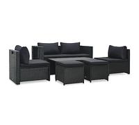 QJBSAVVA Set di 6 mobili da giardino in rattan sintetico, impilabili, con spessori, design moderno, per balcone, terrazza e giardino d'inverno, 138 x 73 x 62 cm, colore: nero