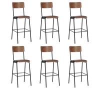 QJBSAVVA Set di 6 sgabelli da bar in compensato massiccio e acciaio, impilabili, per cucina, sala da pranzo e bistrot, altezza della seduta 76 cm, design robusto in nero, 41,5 x 59 x 116,5 cm