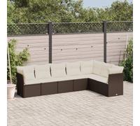 QJBSAVVA Set di 7 lounge da giardino in polyrattan, colore marrone, 55 x 62 x 69 cm, design moderno, robusto e resistente alle intemperie, per terrazza, balcone, giardino