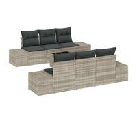 QJBSAVVA Set di 8 divani da giardino con tavolo regolabile in altezza, in polyrattan, con spazio per riporre oggetti, per giardino e terrazza, grigio chiaro e grigio scuro