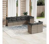QJBSAVVA Set di 8 mobili da giardino in rattan sintetico, 124 x 62 x 69 cm, grigio, con sacchetti impermeabili, design moderno, per giardino, terrazza, piccolo balcone, salvaspazio