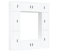QJBSAVVA Set di 8 mobili per TV, in legno bianco, 100 x 34,5 x 40 cm, moderna da parete, con spazio di archiviazione e soggiorno, tavolo TV anche come credenza per dormire e sala da pranzo