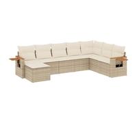 QJBSAVVA Set di divani da giardino da 8 pezzi con cuscini, in polyrattan, beige, con tavolino con molle a gas, set modulare da giardino per terrazza e balcone