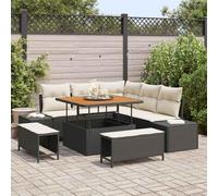 QJBSAVVA Set di divani da giardino nero 100 x 100 x 71 cm in polyrattan moderno set lounge moderno con spazio di archiviazione e morbido cuscino per balcone giardino terrazza