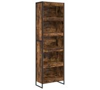 QJBSAVVA Set di librerie colori fumo, 80 x 30 x 155 cm, MDF e gambe in acciaio, look industriale, 6 scomparti, per soggiorno, ufficio, camera da letto