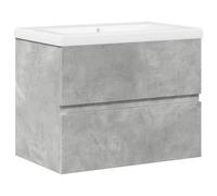 QJBSAVVA Set di mobili da bagno da 2 pezzi, colore grigio cemento, mobiletto sottolavabo con lavabo in ceramica, 60 cm, da appendere alla parete, per bagno moderno