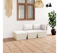 QJBSAVVA Set di mobili da balcone in legno di abete rosso impregnato, 60 x 60 x 65 cm, cuscino bianco crema, salvaspazio, per piccoli balconi, terrazze e giardini