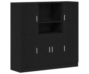 QJBSAVVA Set di mobili da cucina, nero, 133 x 41,5 x 131,5 cm, in legno impilabile, molto capiente, scaffalatura per il bagno, salvaspazio e durevole