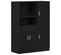QJBSAVVA Set di mobili da cucina, nero, 95 x 41,5 x 131,5 cm, materiale in legno, molto spazio, a scelta porte montabili a sinistra/destra, moderno e robusto, anche sottile libreria