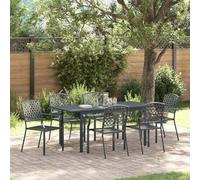 QJBSAVVA Set di mobili da giardino 7-TLG antracite, 180 × 80 × 74 cm, in acciaio, per balcone, terrazza
