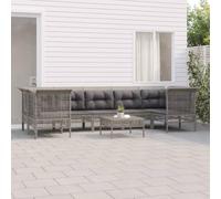 QJBSAVVA Set di mobili da giardino, 8 pezzi, 55 x 65 x 75 cm, per esterni, balcone, con portata 110 kg, in polyrattan grigio, design moderno per terrazza, giardino e piccolo balcone
