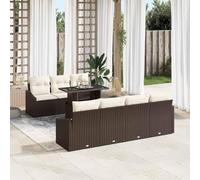 QJBSAVVA Set di mobili da giardino, 8 pezzi, in rattan sintetico, modulare, design moderno, robusta tessitura a mano, per giardino, balcone, terrazza e zona lounge