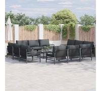 QJBSAVVA Set di mobili da giardino antracite, 13 pezzi, in acciaio, design moderno, robusto, divano da giardino, balcone, terrazza, giardino e piccoli balconi