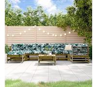 QJBSAVVA Set di mobili da giardino in legno di pino impregnato in autoclave, 57,5 x 63,5 x 60 cm, modulare con cuscino, design moderno, robusto, per terrazza, balcone e giardino