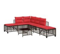 QJBSAVVA Set di mobili da giardino in polyrattan, 3 pezzi, divano angolare con tavolo, set lounge per giardino e terrazza, funzione reclinabile regolabile, include cuscini per seduta e schienale