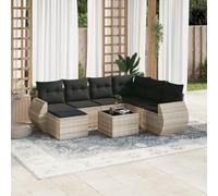 QJBSAVVA Set di mobili da giardino in polyrattan, grigio chiaro, 55 x 53 x 34 cm, design moderno con tavolo in vetro e spazio per balcone, terrazza e giardino
