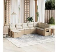 QJBSAVVA Set di mobili da giardino in rattan beige, divano ad angolo, divano centrale con braccioli e poggiapiedi, 62 x 62 x 69 cm, in polyrattan robusto e modulare per balcone, terrazza, giardino