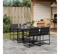 QJBSAVVA Set di mobili da giardino pieghevole nero con textilene e vetro temperato 110 x 107 x 72 cm, salvaspazio per terrazze, giardino e campeggio