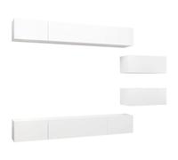 QJBSAVVA Set di mobili per TV, 6 pezzi, in legno bianco, 100 x 30 x 30 cm, design moderno, robusto e durevole, da appendere, per soggiorno, basso, TV, per soggiorno