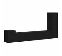 QJBSAVVA Set di mobili per TV, montato a parete, in legno nero, 3 pezzi, con ante dal design moderno, per TV e home theater