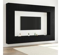 QJBSAVVA Set di Mobili TV per Parete 12 Pezzi in Legno Ingegnerizzato Rovere Nero Design Moderno per Soggiorno e Home Cinema con Opzioni di Stoccaggio