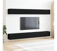 QJBSAVVA Set di Scaffali Fluttuanti per Mobile TV Moderno 6 Pezzi in Legno Ingegnerizzato Nero per Soggiorno e Home Cinema Design Minimalista
